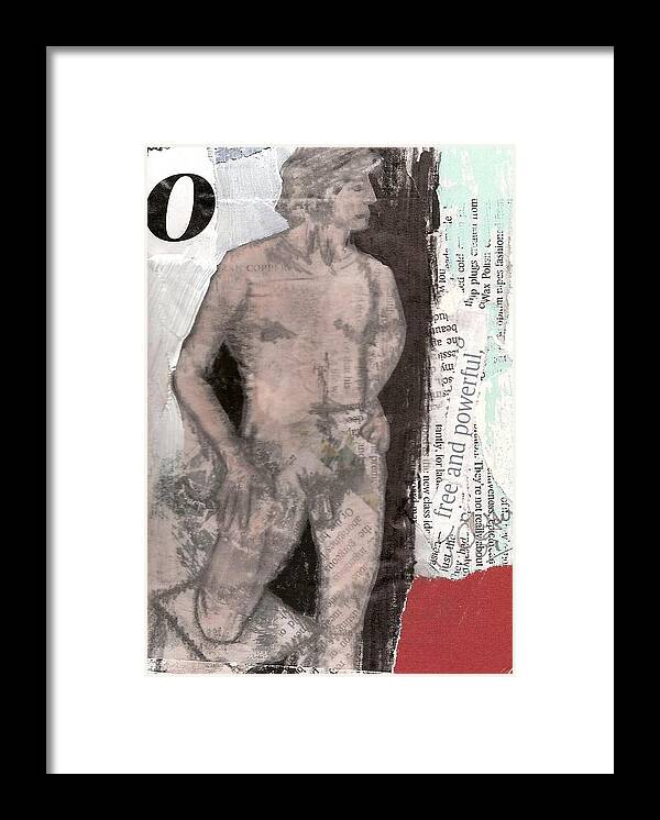 Male Framed Print featuring the painting Alphabet nude O by Joanne Claxton