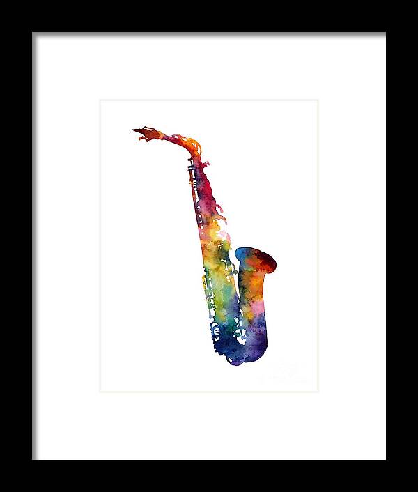Alto Sax Framed Print featuring the painting Alto Sax by Hailey E Herrera