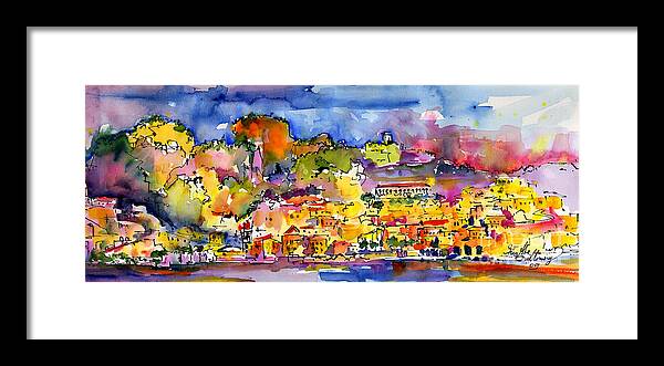 Amalfi Framed Print featuring the painting Amalfi Italy Coastline Travel by Ginette Callaway