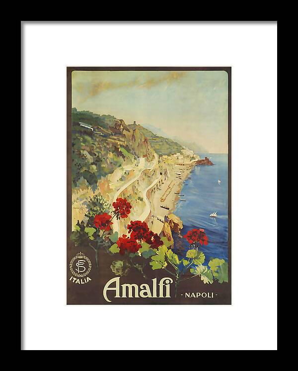 Amalfi Framed Print featuring the mixed media Amalfi Napoli by David Wagner