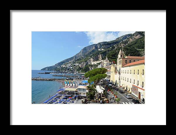Amalfi Coast Framed Print featuring the pyrography Amalfi by Rumiana Nikolova