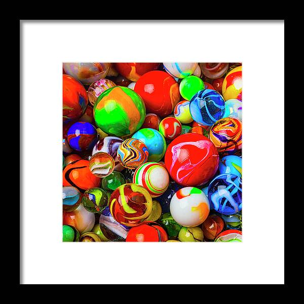 Marbles Framed Print featuring the photograph Amazing Colorful Marbles by Garry Gay