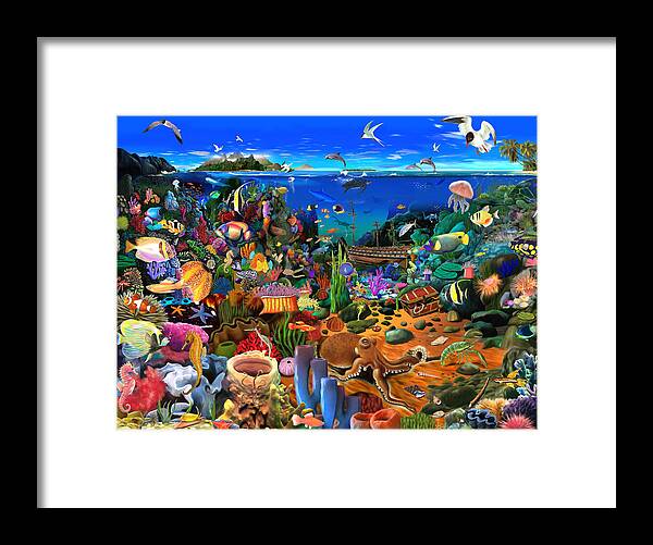 Gerald Newton Framed Print featuring the digital art Amazing Coral Reef by MGL Meiklejohn Graphics Licensing