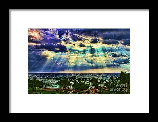Sun Rays Framed Print featuring the photograph Amazing Grace - Sun Rays Before Sunset By Diana Sainz by Diana Raquel Sainz