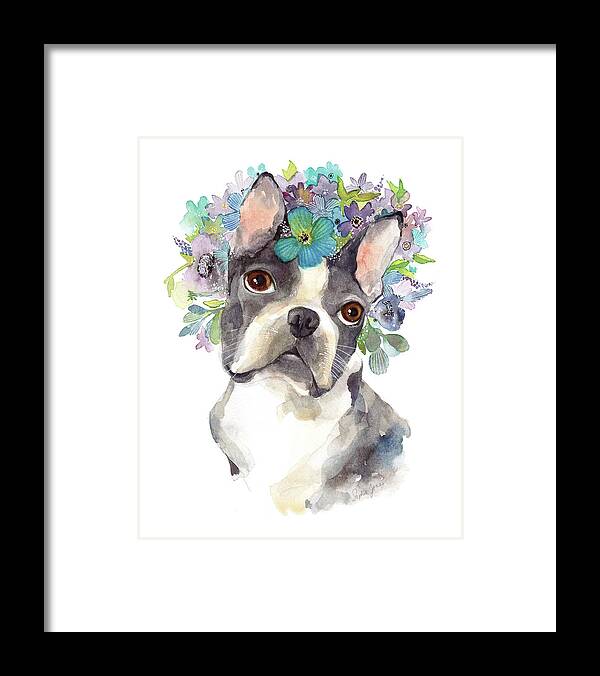 Boston Terrier Framed Print featuring the painting Amazing Gracie by Stephie Jones