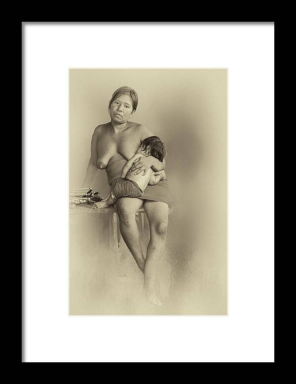 Amazon Framed Print featuring the photograph Amazon Mother and Child by Maria Coulson
