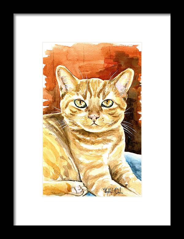 Amber Eyes Orange Tabby Cat Painting Framed Print By Dora Hathazi Mendes