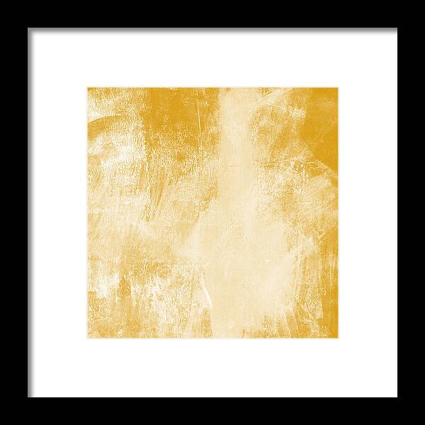 Abstract Framed Print featuring the painting Amber Waves by Linda Woods