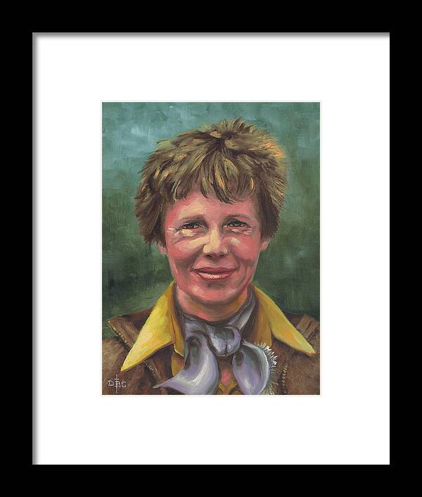 Amelia Earhart Framed Print featuring the painting Amelia Earhart by David Bader