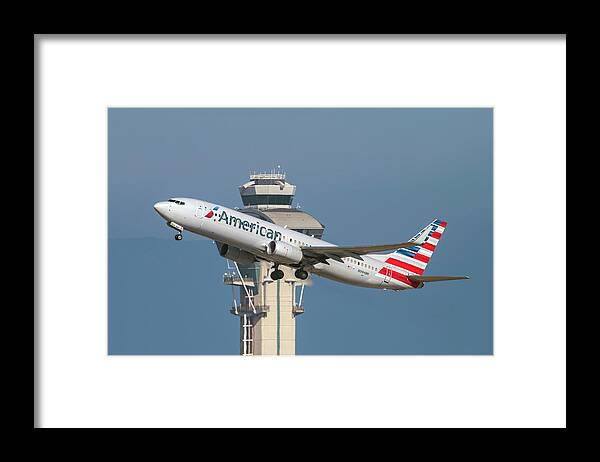 American Airlines Framed Print featuring the photograph American Airlines Boeing 737-800 Taking Off from LAX by Erik Simonsen