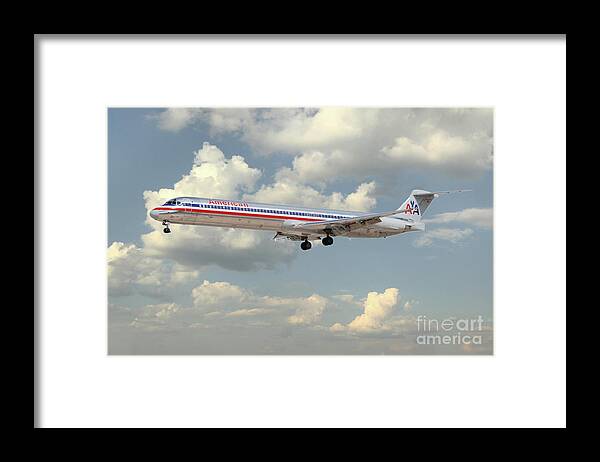 Md80 Framed Print featuring the digital art American Airlines MD-80 by Airpower Art