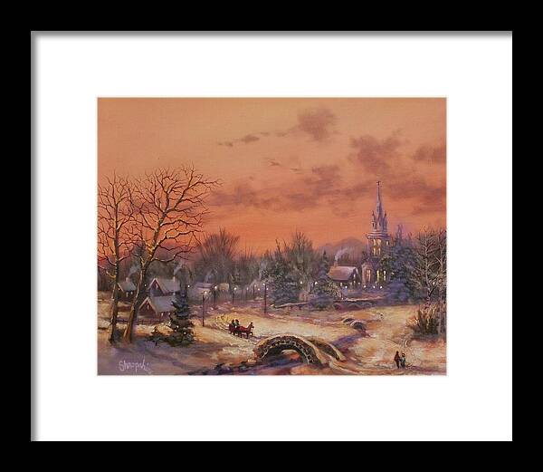  Christmas Scene Framed Print featuring the painting American Classic by Tom Shropshire