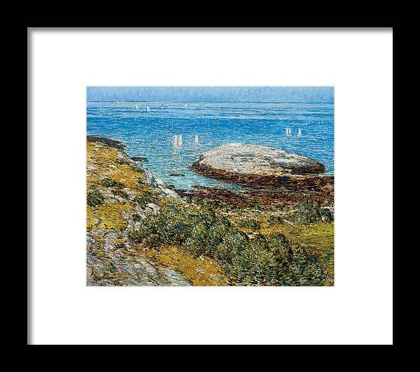 Childe Hassam (1859 � 1935) American Early Morning Calm Framed Print featuring the painting American EARLY MORNING CALM by MotionAge Designs
