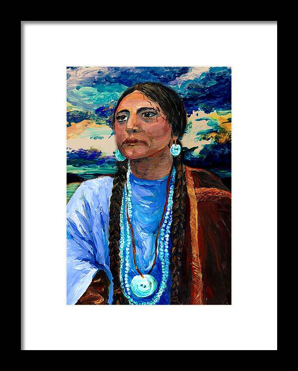 Portrait Framed Print featuring the painting American Madonna with Clouds by Melinda Dare Benfield