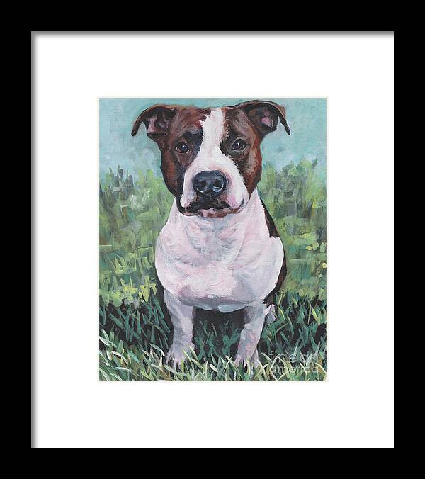 Amstaff Framed Print featuring the painting American Staffordshire Terrier by Lee Ann Shepard