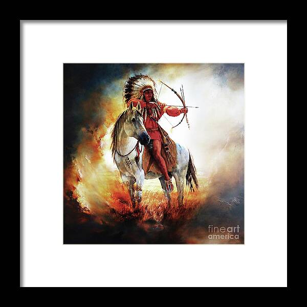 Native American Framed Print featuring the painting American Warriors 78 by Gull G