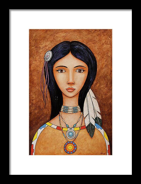 Native American Framed Print featuring the painting American woman by Norman Engel