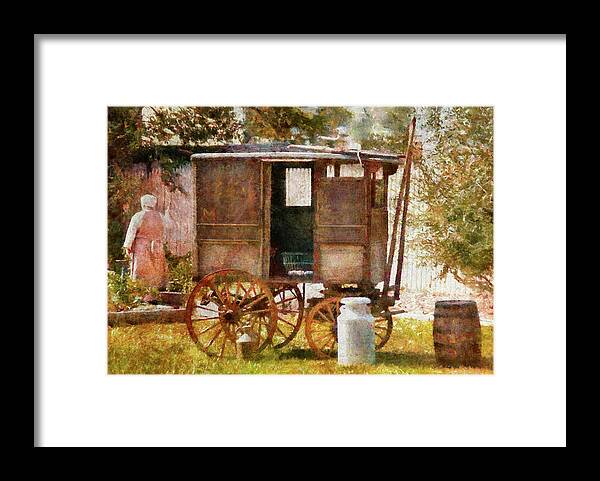 Suburbanscenes Framed Print featuring the photograph Americana - The Milk and Egg wagon by Mike Savad