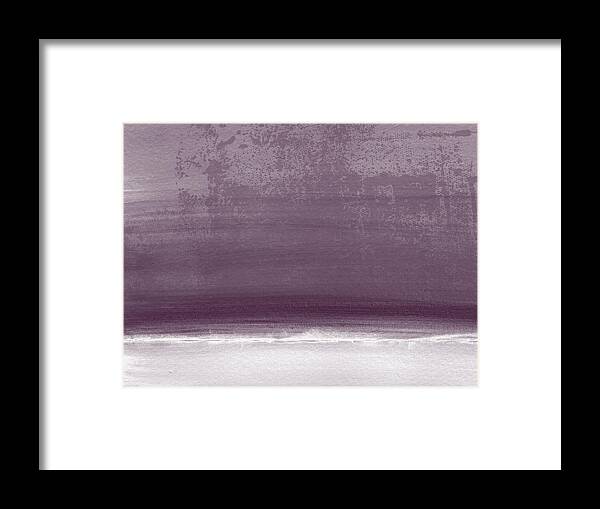 Beach Framed Print featuring the painting Amethyst Shoreline- Abstract art by Linda Woods by Linda Woods