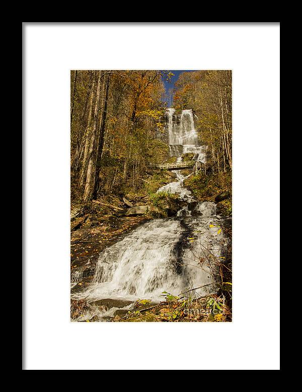 Amicola Falls Framed Print featuring the photograph Amicola Falls gushing by Barbara Bowen