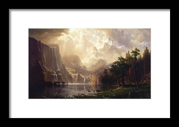 Albert Bierstadt Framed Print featuring the painting Among the Sierra Nevada by Albert Bierstadt