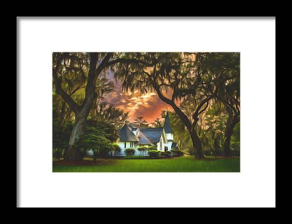 Christ Church Framed Print featuring the photograph Amongst Mighty Oaks - Artistic by Chris Bordeleau