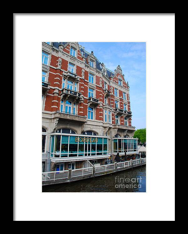 Amsterdam Framed Print featuring the photograph Amsterdam Holland Canal Hotel Restaurant by Just Eclectic