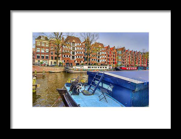 Amsterdam Framed Print featuring the photograph Amsterdam Houseboats by Nadia Sanowar
