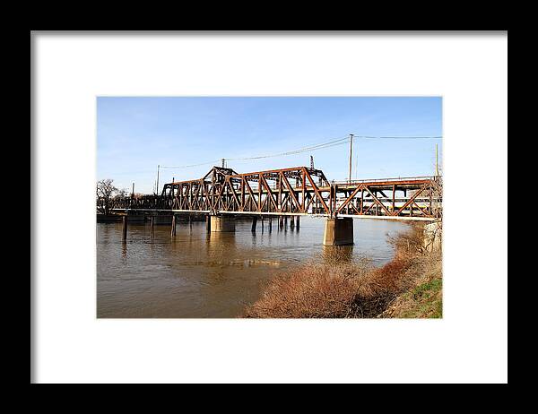 Transportation Framed Print featuring the photograph Amtrak California Crossing The Old Sacramento Southern Pacific Train Bridge . 7D11674 by Wingsdomain Art and Photography