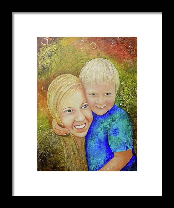 Portrait Framed Print featuring the painting Amy's Kids by Terry Honstead
