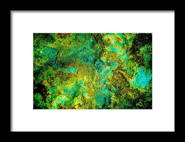 Macro World Black Close Up Turquoise Flagstone Abstract Bruce Pritchett Photography Framed Print featuring the photograph An Abstract World by Bruce Pritchett