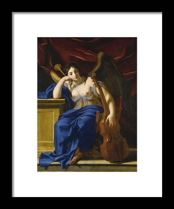 Eustache Le Sueur Framed Print featuring the painting An Allegory of Poetry by Eustache Le Sueur