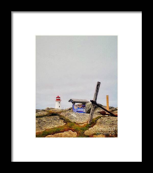 Nautical Framed Print featuring the photograph An Anchor and a Lighthouse by Mary Capriole