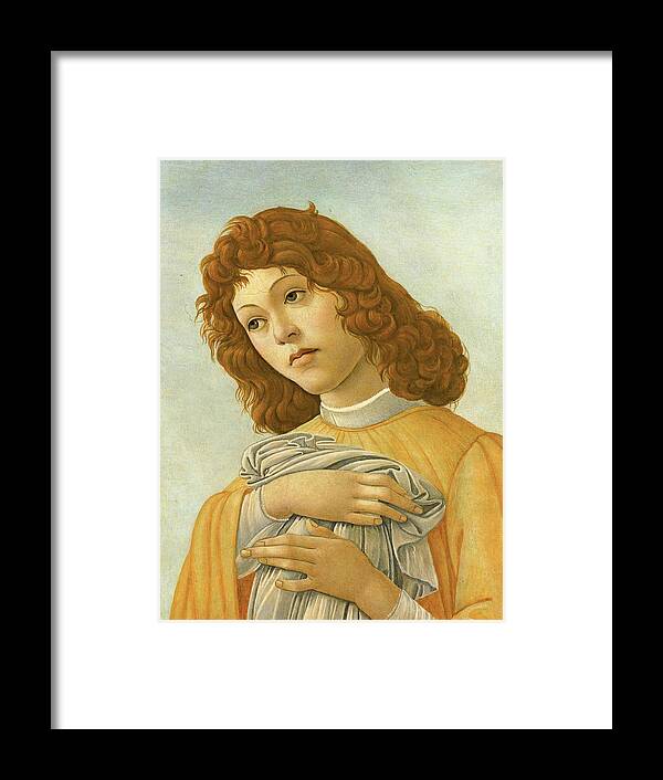 Sandro Botticelli Framed Print featuring the painting An Angel Head and Shoulders by Sandro Botticelli