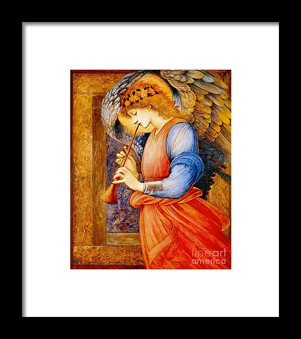 An Angel Playing A Flageolet Framed Print featuring the painting An Angel Playing a Flageolet by Celestial Images