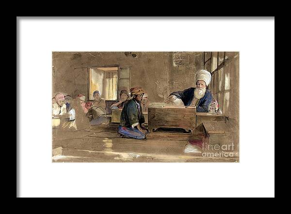 John Frederick Lewis - An Arab School Framed Print featuring the painting An Arab School by MotionAge Designs