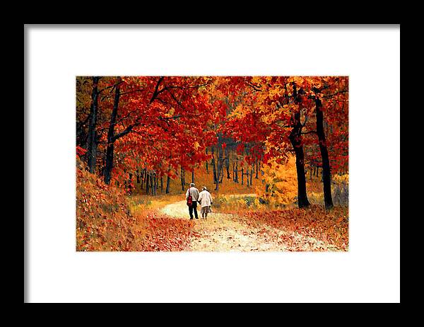 Autumn Framed Print featuring the photograph An Autumn Walk by David Dehner