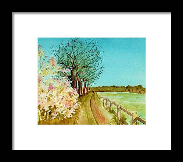 Landscape Framed Print featuring the painting An English Footpath by Brenda Owen