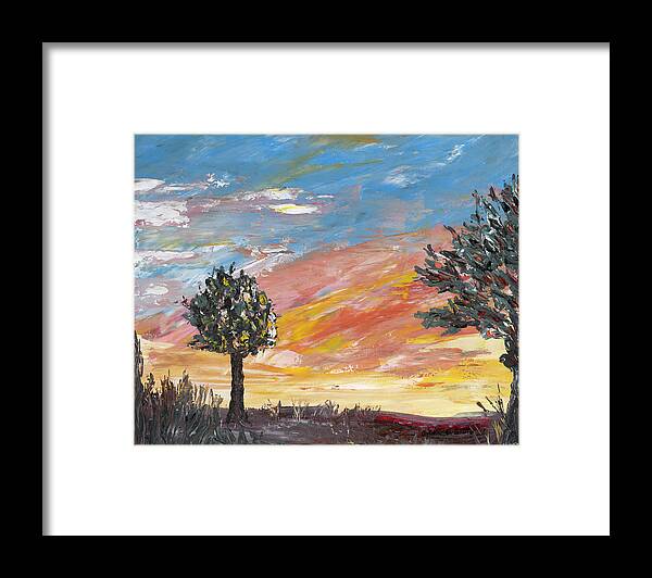 Landscape Framed Print featuring the painting An Ohio Sunset by Ovidiu Ervin Gruia