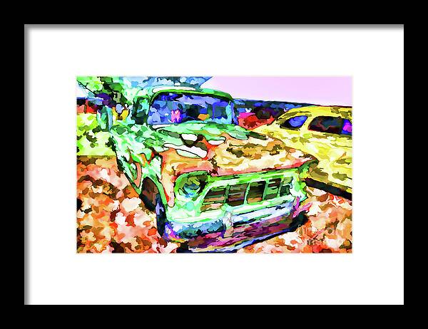 American Classic Car Framed Print featuring the painting An Old Pickup Truck 1 by Jeelan Clark