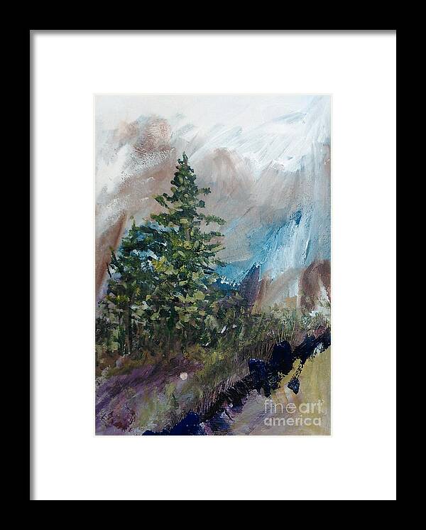 Nature Framed Print featuring the painting An Yosemite Afternoon by Sherry Harradence