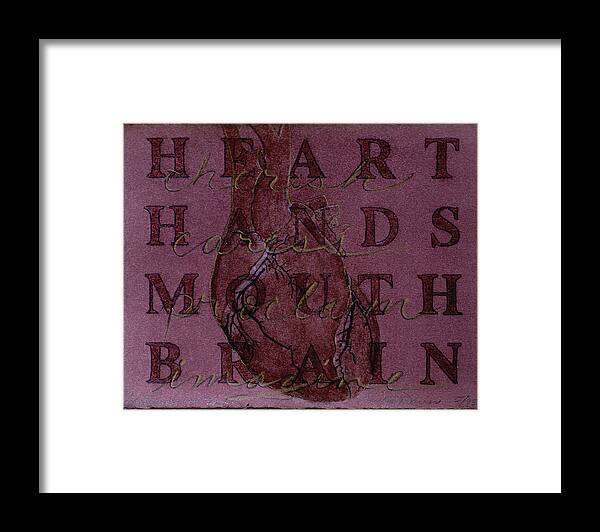 Heart Framed Print featuring the drawing Anatomy of Love Cherish by Laura Davis