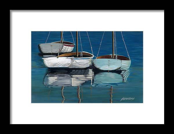 North Carolina Framed Print featuring the painting Anchored Reflections I by Sharon Kearns