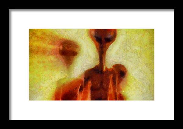 Ufo Framed Print featuring the painting Ancient Aliens by Esoterica Art Agency