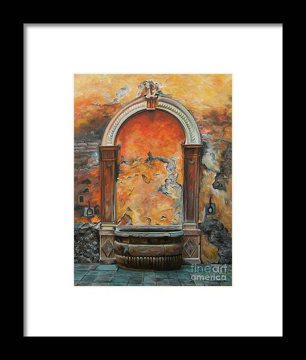 Fountain Painting Framed Print featuring the painting Ancient Italian Fountain by Charlotte Blanchard