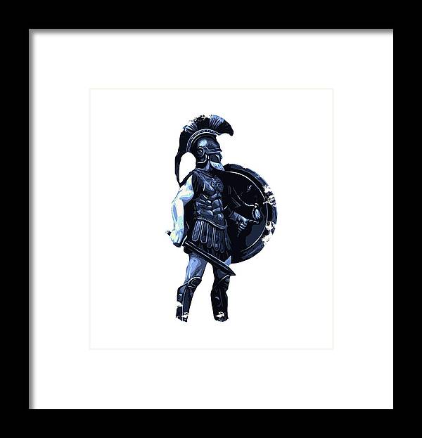 Spartan Warrior Framed Print featuring the painting Ancient Spartan Hoplite by AM FineArtPrints