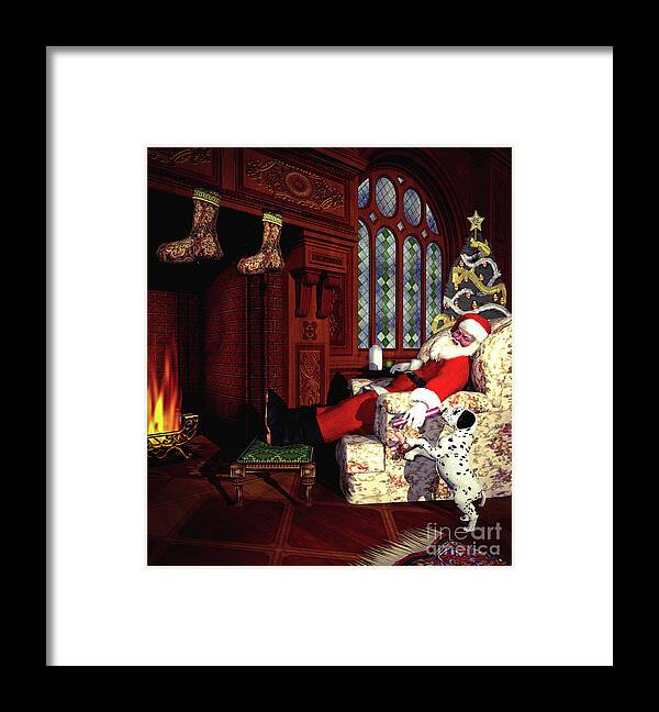 Santa Framed Print featuring the digital art and To All a Good Night by Barbara Milton