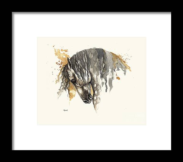 Horse Framed Print featuring the painting Andalusian Horse Taking A Bow by Ang El