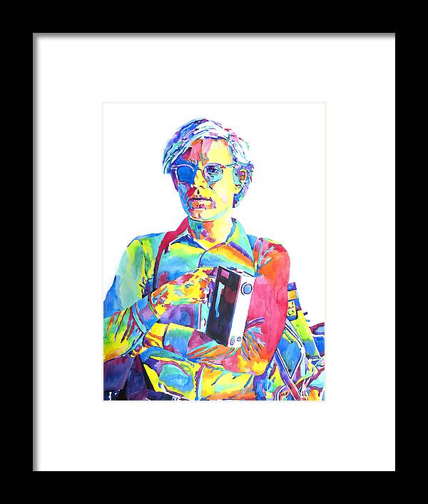Andy Warhol Framed Print featuring the painting Andy Warhol - Media Man by David Lloyd Glover