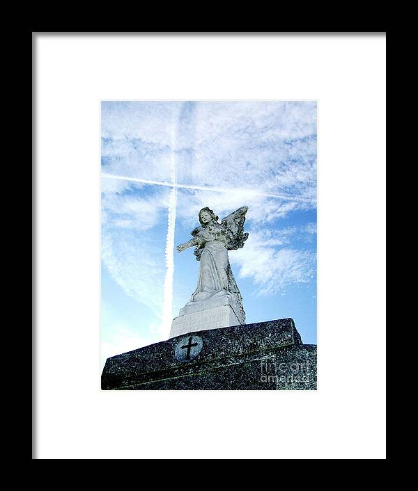 Angel Framed Print featuring the photograph Angel and Crosses by Frances Ann Hattier
